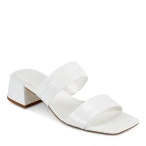 Marc Fisher White Croc Slide Sandals